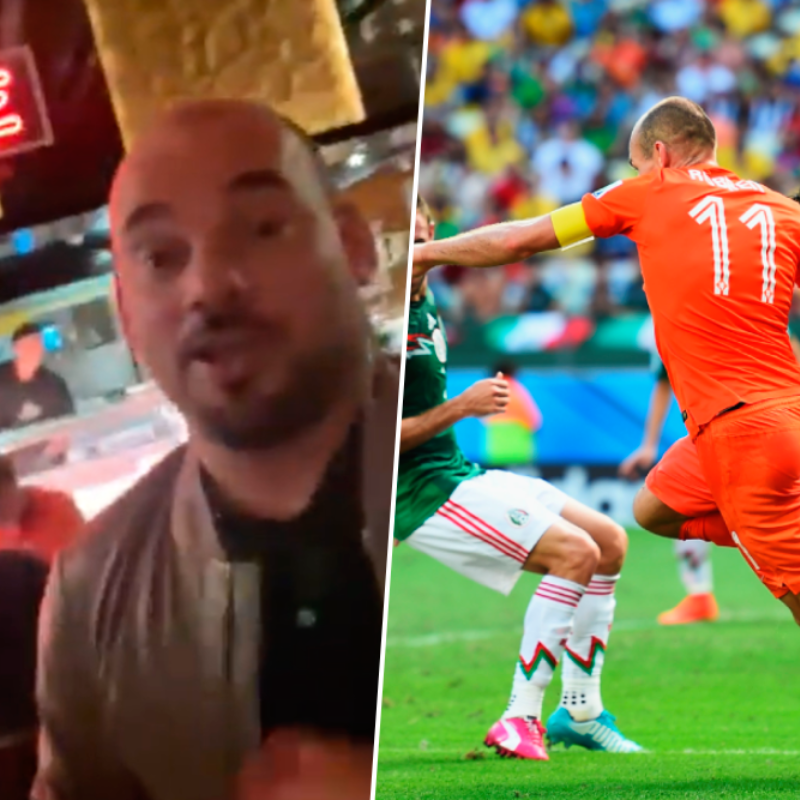 ¿No era penal? Wesley Sneijder le respondió a un aficionado mexicano