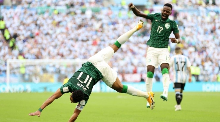 Salem Aldawsari of Saudi Arabia celebrates after he scores his sides second goal during the FIFA World Cup Qatar 2022 (Photo by Clive Brunskill/Getty Images)