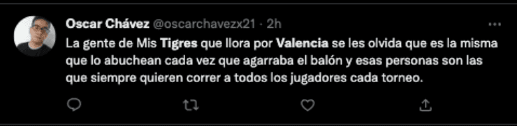 Fans de Tigres quieren a Valencia | Twitter