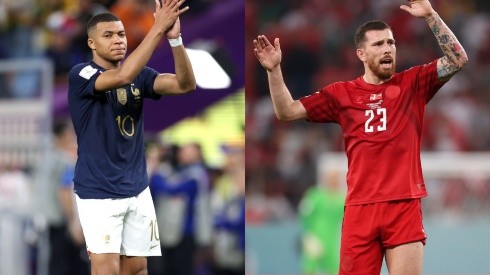 Kylian Mbappé and Pierre-Emile Hojbjerg