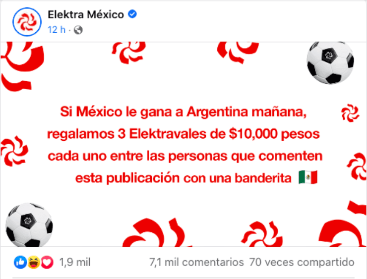 Publicación de Elektra | Facebook