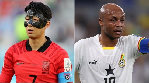 Son Heung-Min of South Korea and Andre Ayew of Ghana