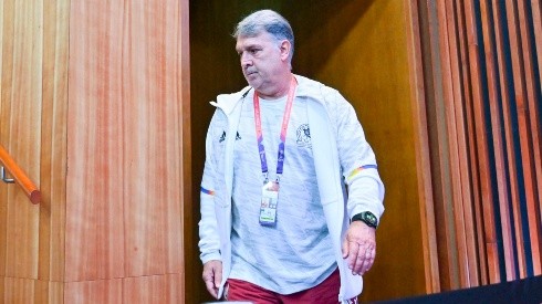 Gerardo Martino en conferencia de prensa en la Copa del Mundo Qatar 2022.