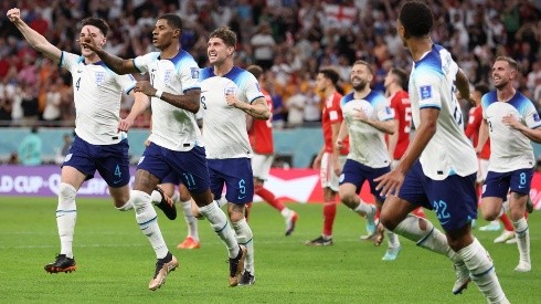 Inglaterra en celebración de gol.