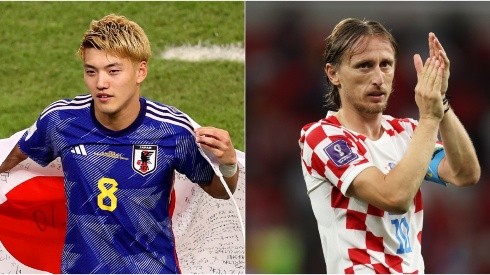 Ritsu Doan of Japan (L) and Luka Modric of Croatia (R)
