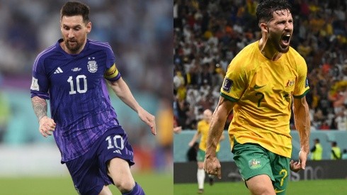 Lionel Messi and Mathew Leckie