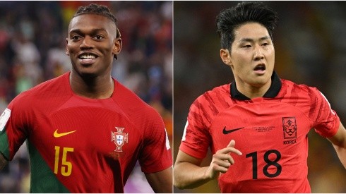 Rafael Leao of Portugal and Lee Kang-In of South Korea