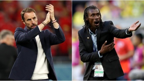 Gareth Southgate, Head Coach of England (L) and Aliou Cisse, Head coach of Senegal (R)