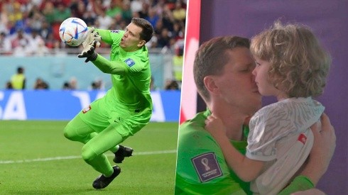 Wojciech Szczesny en acci+on y con su pequeña hija.