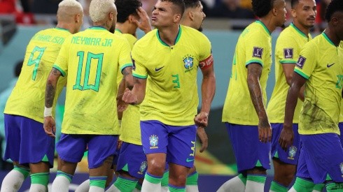 Michael Steele/Getty Images - Seleção Brasileira comemora gol contra a Coreia do Sul
