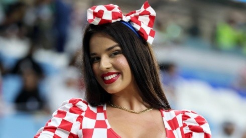 Ivana Knoll, former Miss Croatia, poses for a photo prior to the FIFA World Cup Qatar 2022 Round of 16 match.