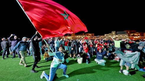 Hinchas de Marruecos en festejo.