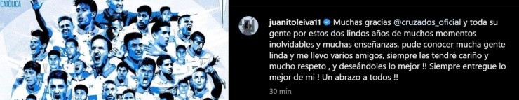 Juan Leiva Instagram Universidad Católica