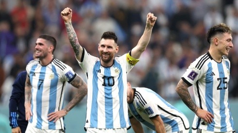 Lionel Messi celebrates the win over Croatia