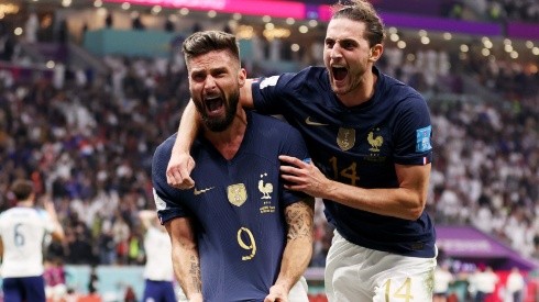 Olivier Giroud and Adrien Rabiot of France
