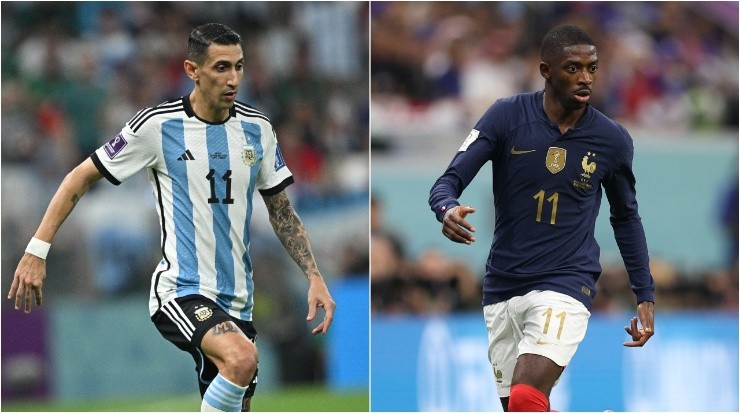 Angel Di Maria (left) and Ousmane Dembele. (Getty Images)