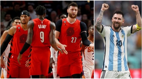 Josh Hart, Jerami Grant, Jusuf Nurkic y Lionel Messi