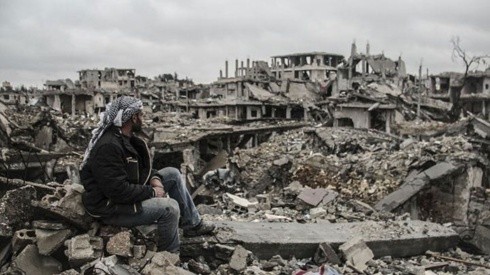 Una ciudad completamente en ruinas en Siria.