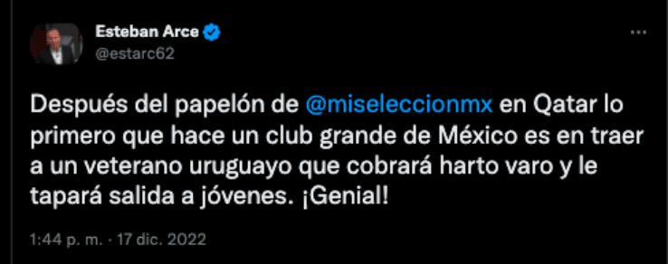 Esteban Arce, en contra de Luis Suárez | Twitter