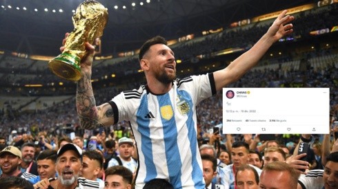 Lionel Messi se coronó este domingo en Qatar 2022 y Chivas no perdió la ocasión de felicitarlo