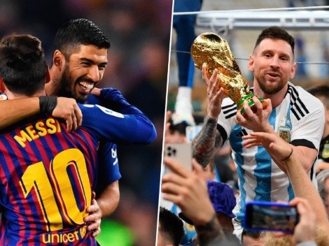 Festejo entre amigos: Messi le mostró la copa a Suárez por videollamada