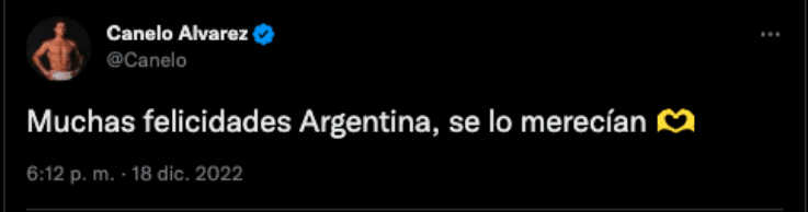 Tuit de Canelo Álvarez a Argentina | Twitter