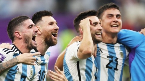 Argentina players celebrating at Qatar 2022.