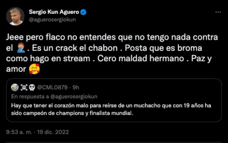 Kun Aguero y su ofensa a Camavinga | Twitter