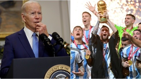 Joe Biden, Presidente de Estados Unidos y Lionel Messi levanta el título en Qatar 2022