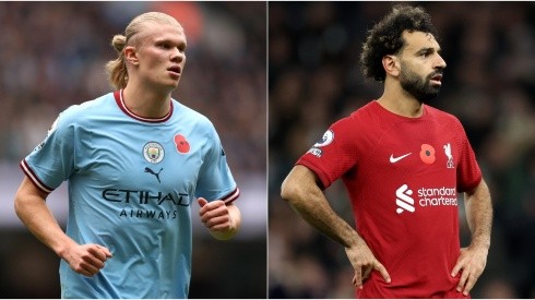 Erling Haaland of Manchester City and Mo Salah of Liverpool