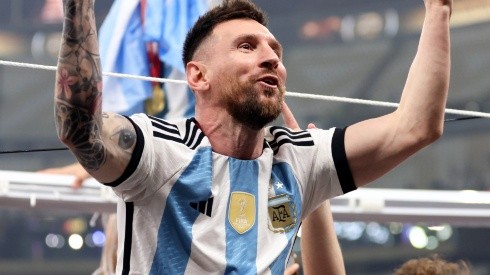 Lionel Messi wore the new jersey in the celebration of their win in Qatar 2022