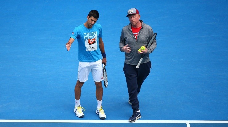 Becker junto con Nole Djokovic, cuando lo entrenaba en 2016 (Getty)