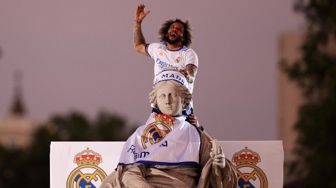 Celebración de Marcelo, el hombre más ganador de Real Madrid y que se fue.