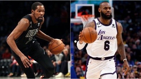 Kevin Durant of the Brooklyn Nets and LeBron James of the Los Angeles Lakers