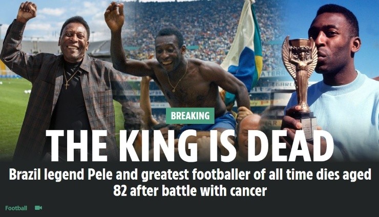 Pelé falleció a los 82 años a consecuencia de complicaciones en el cáncer de colon que padecía. | Fuente: The Sun