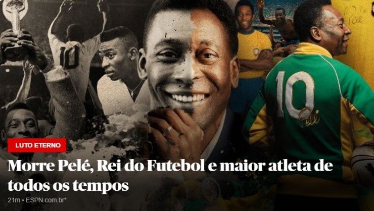 Pelé falleció a los 82 años a consecuencia de complicaciones en el cáncer de colon que padecía. | Fuente: ESPN Brasil