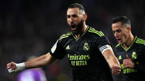 Karim Benzema en festejo de gol.