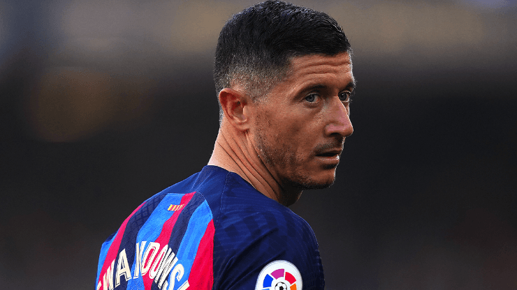 Robert Lewandowski durante el partido entre Barcelona y Espanyol