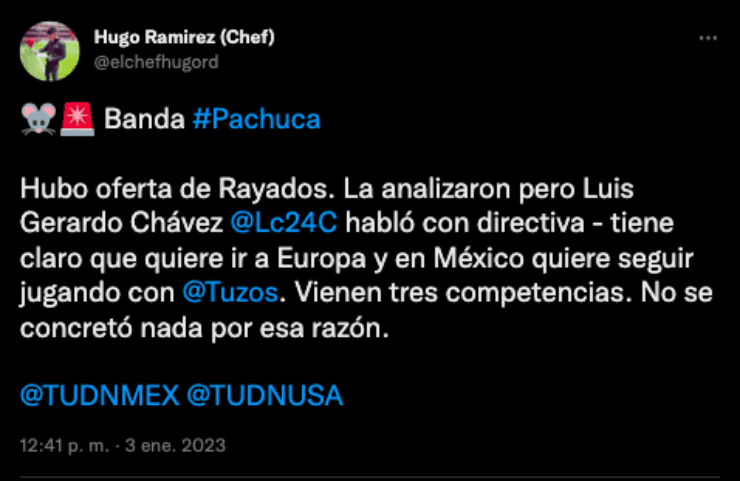 Luis Chávez habría rechazado a Rayados | Twitter