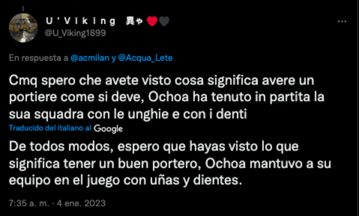 Fans del Milan sorprendidos con Ochoa | Twitter