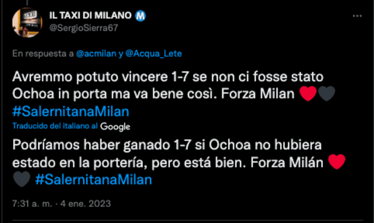 Fans del Milan sorprendidos con Ochoa | Twitter