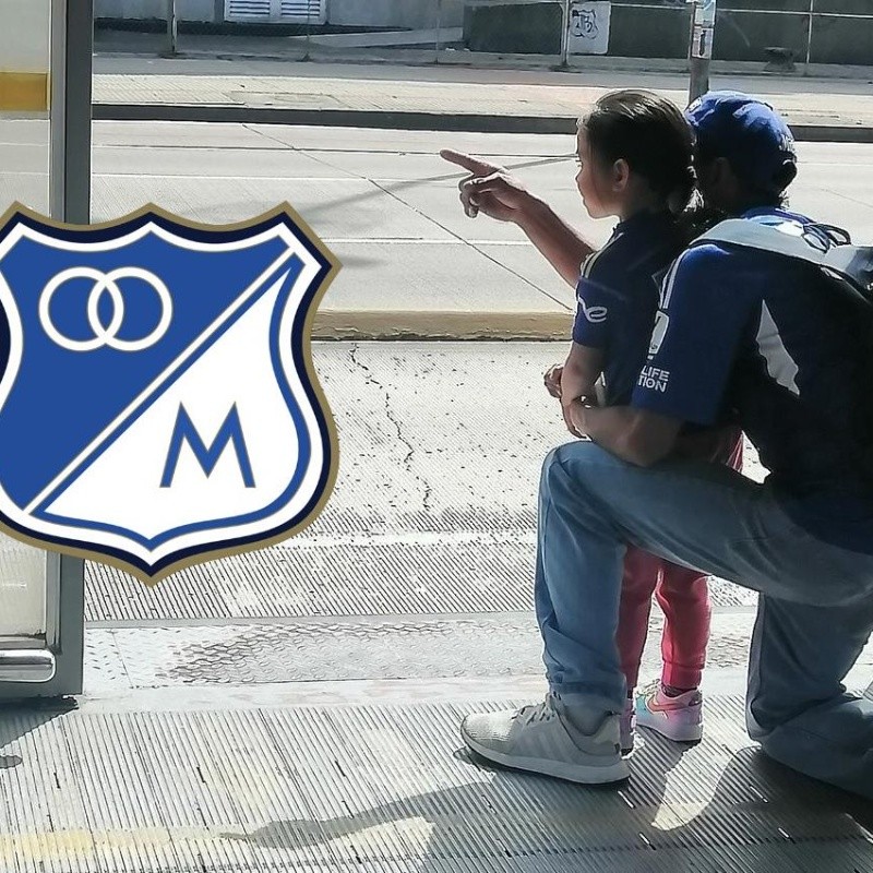 Hincha de Millonarios se hace viral por mostrarle a su hija el Campín desde Transmilenio