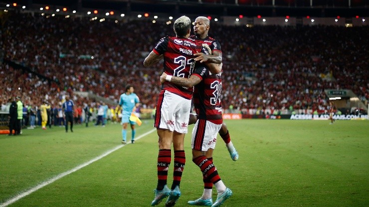 Festejo de gol de Flamengo.