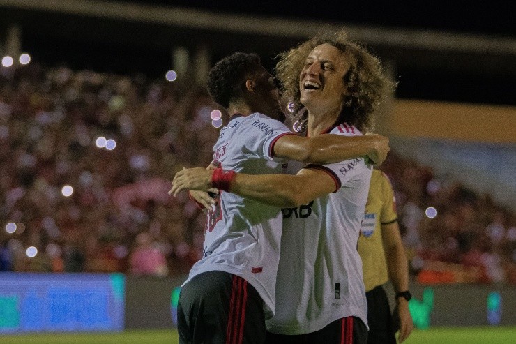 Aldo Carvalho/AGIF. Gomes e David Luiz em partida pelo Flamengo
