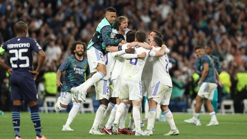 Festejo de jugadores de Real Madrid.