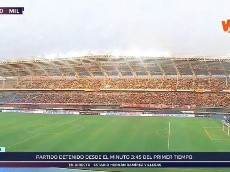Al minuto 3'45", el partido Pereira vs. Millonarios se tuvo que suspender por tormenta eléctrica