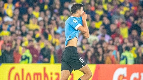 Festejo de gol de Facundo González de Uruguay.