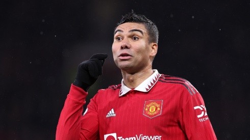 Casemiro with Manchester United during the 2022-2023 Premier League