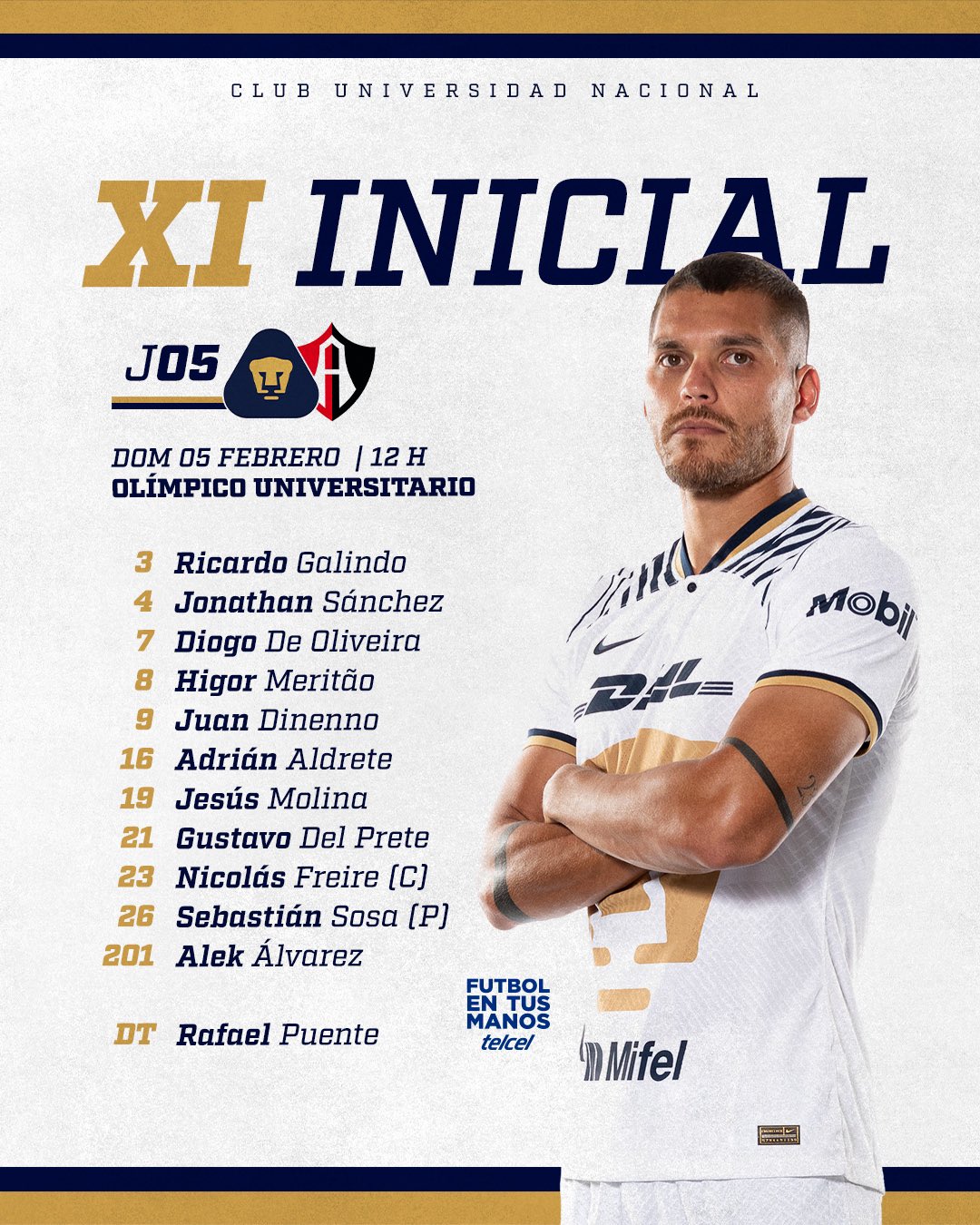 La alineación de Pumas (@PumasMX)