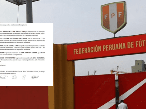 Federación Peruana de Fútbol oficializó el walkover contra Alianza Lima